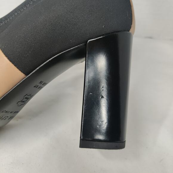 Via Spiga Bayne Leather Color Block Luxury Bootie Heels 6 Made in Italy Designer - Picture 12 of 12